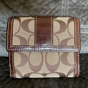 Coach Carly Canvas & Leather Cloth Wallet Brown